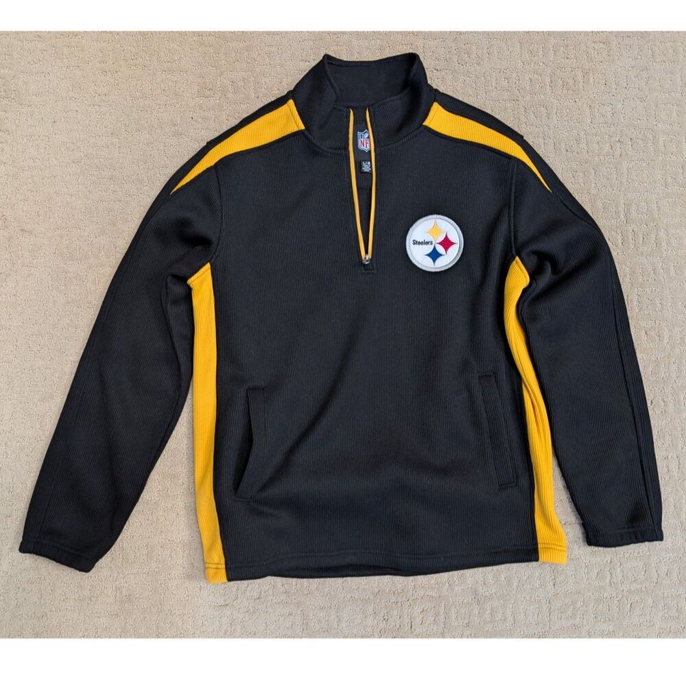 G3 Pittsburgh Steelers Quarter Zip Pullover Mens Large Thick Woven Embroidered
